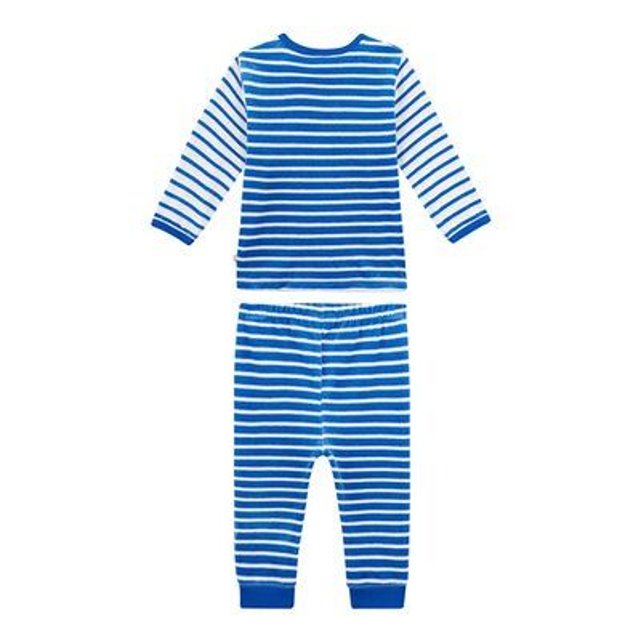 Pyjama En Velours Ras Long Rayures Bleu Blanc Sanetta La Redoute