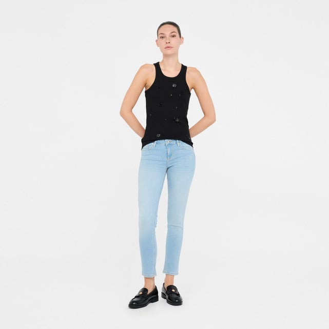 Top Sans Manches à Carreaux Bleu Et Rouge LIU JEANS By LIU JO - Taille 40 FR - Très Bon état