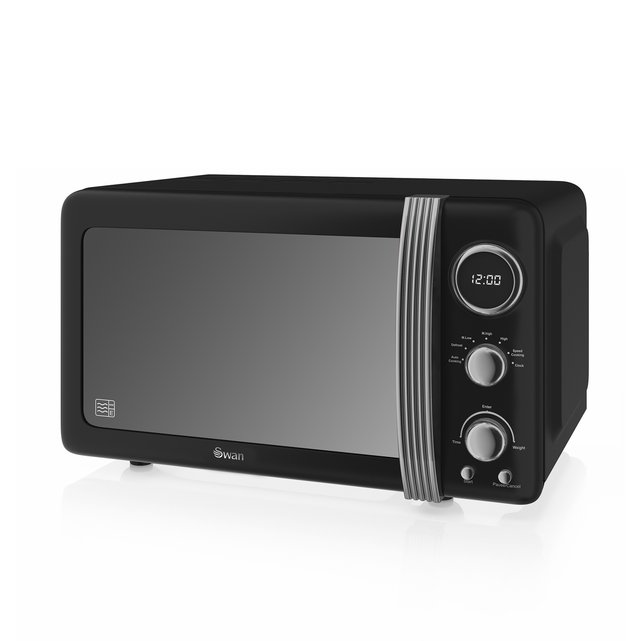 800w retro digital microwave black , black, Swan | La Redoute