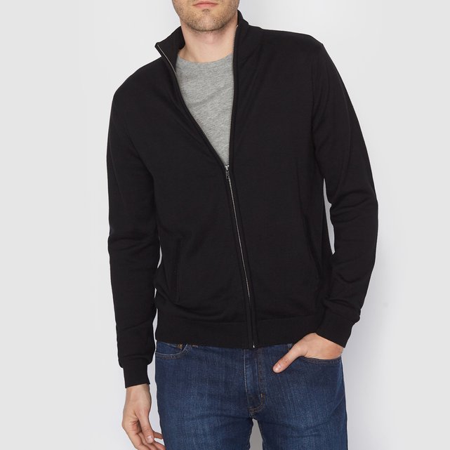 High Neck Zip-Up Cotton Cardigan High Neck Zip-Up Cotton Cardigan