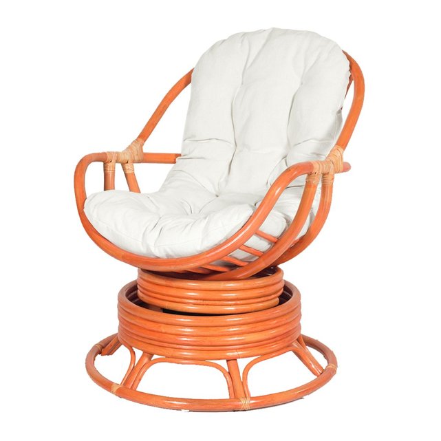 Fauteuil pivotant en rotin java orange - rotin design ...