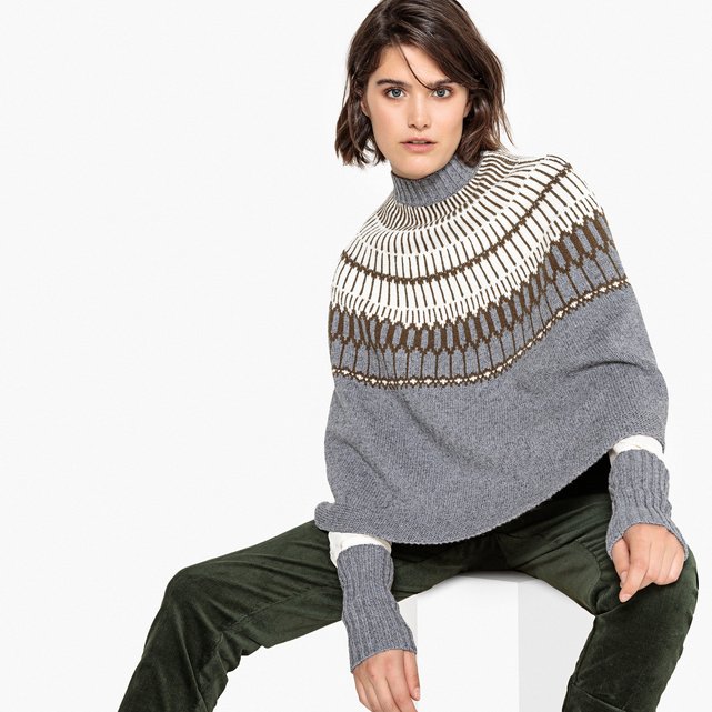 Poncho jacquard met manchetten La Redoute Collections | La ...