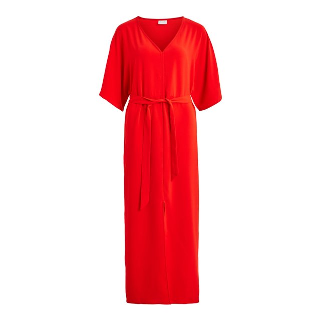 Langes Kleid mit 3/4-Ärmeln und Gürtel, gerade Schnittform  VILA image 0