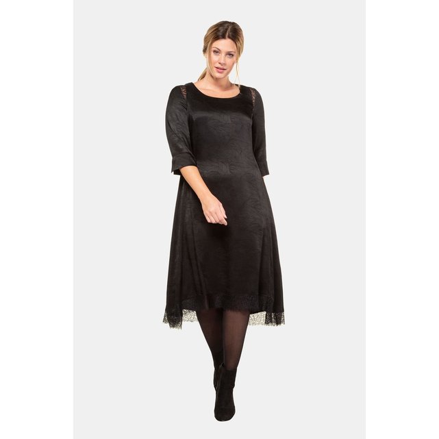 Robe Jacquard Chatoyant Dentelle Feuilles Noir Ulla Popken La Redoute Robe Jacquard Chatoyant Dentelle Feuilles Noir Ulla Popken La Redoute