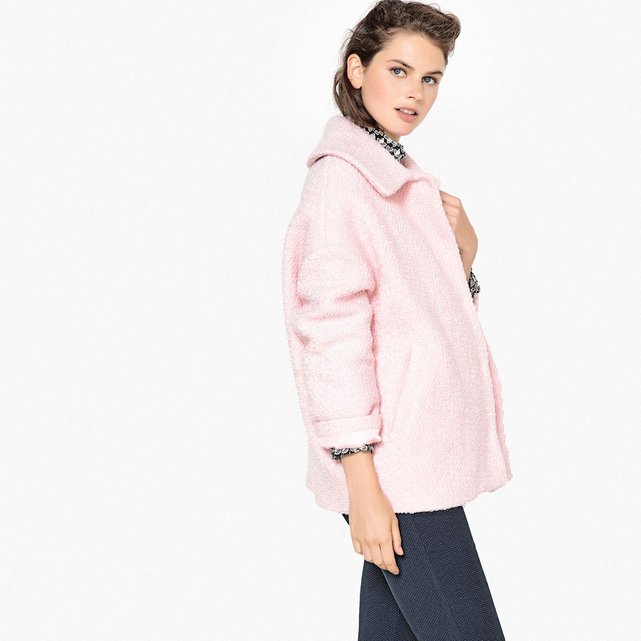 manteau laine rose