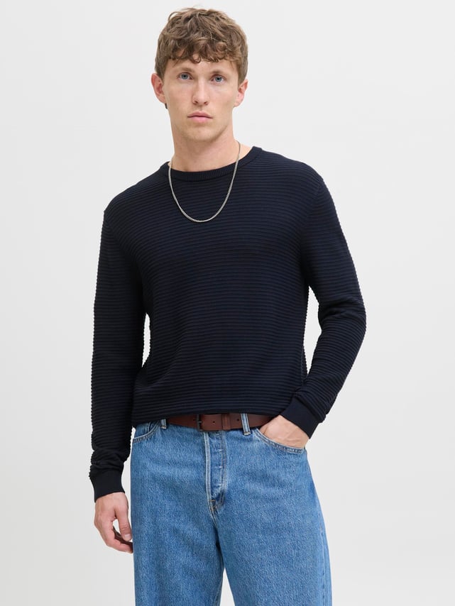 Pull En Maille Jack & Jones - 100% Coton, Col Rond, Confortable Et Stretch