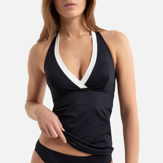 Haut de maillot de bain tankini noir/ivoire La Redoute ...