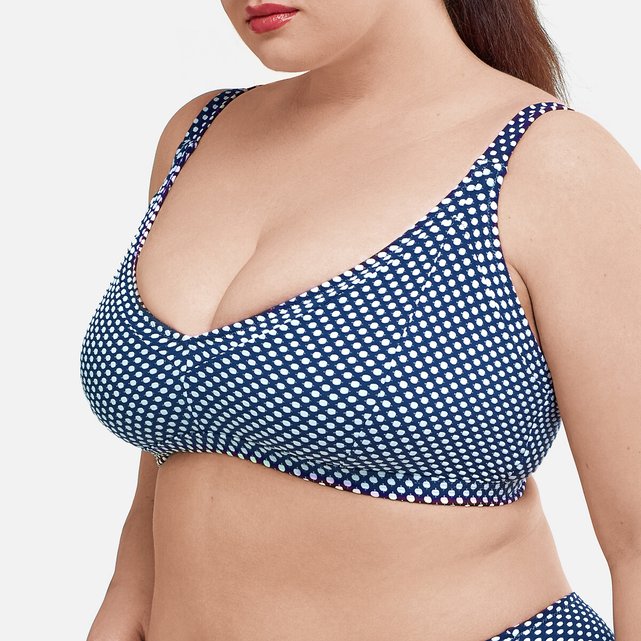 blue polka dot bikini top