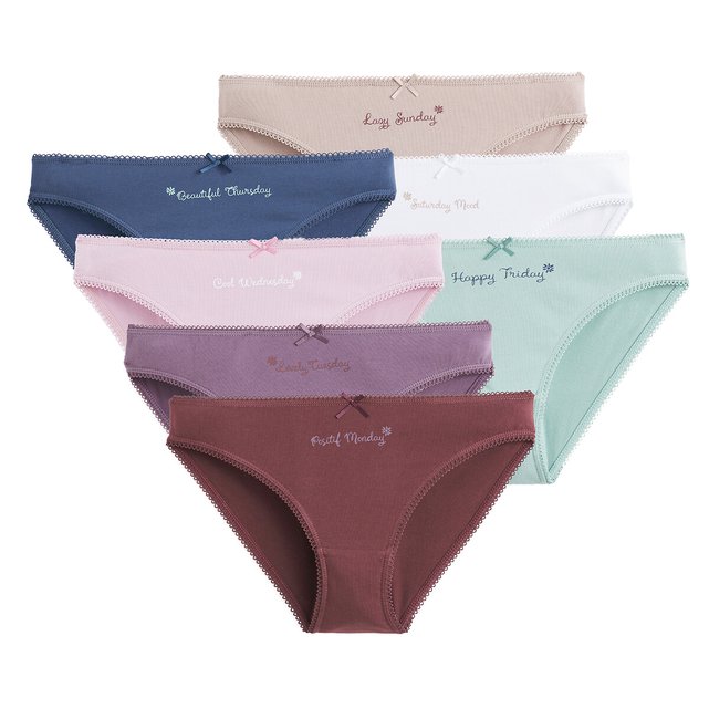 Pack of 7 days of the week knickers, printed, La Redoute