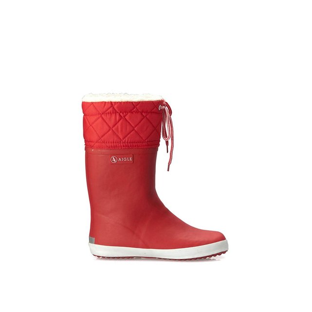 bottes en cuir fourrée en rouge bottes en cuir fourrée en rouge