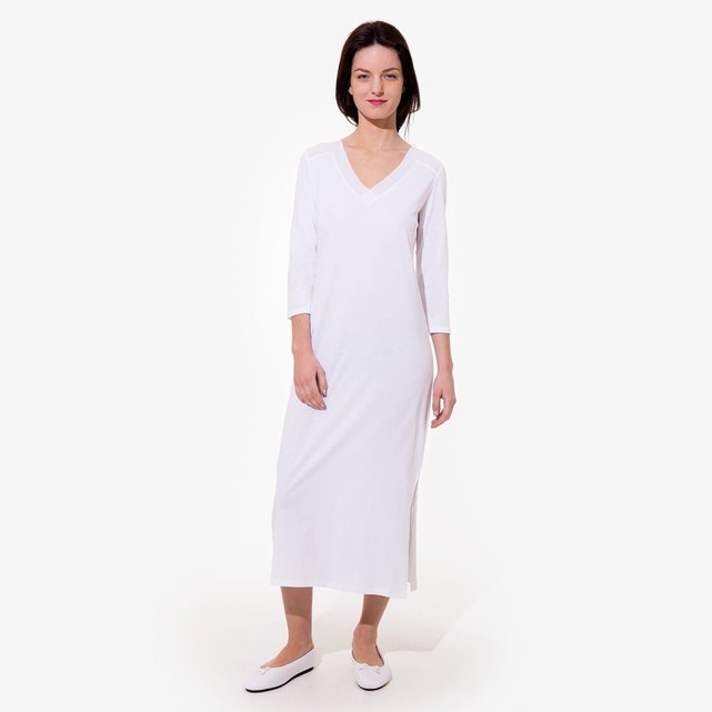 Chemise de nuit longue manches 3/4 aloé blanc Laurence Tavernier La Redoute Chemise de nuit longue manches 3/4 aloé blanc Laurence Tavernier La Redoute