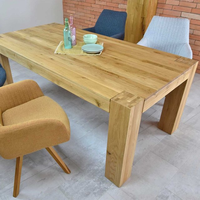 Table à manger en bois massif de chêne livy marron Kha Home Design | La