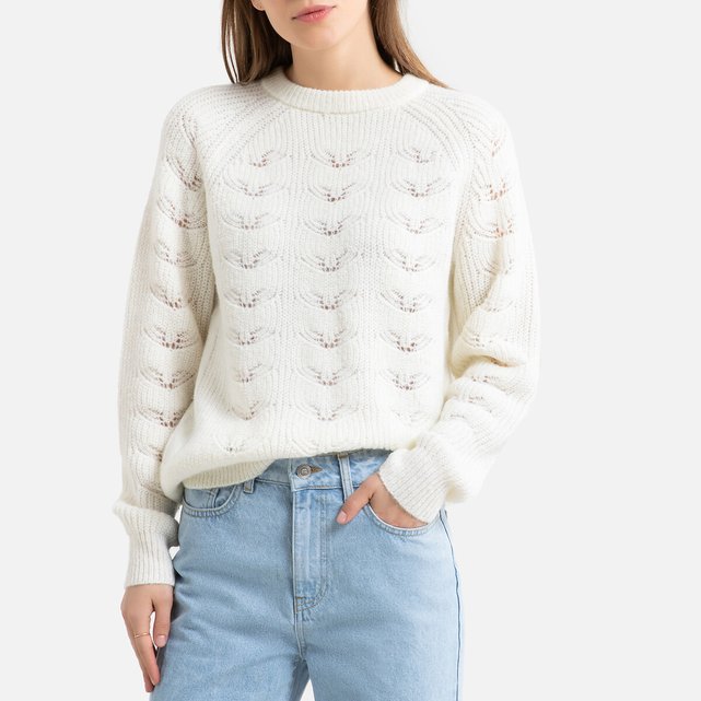 white pointelle jumper