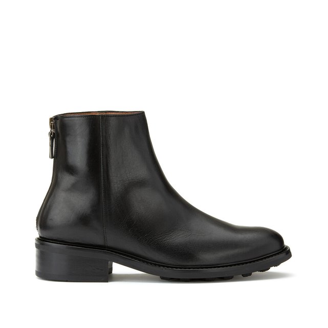 flat heel leather ankle boots