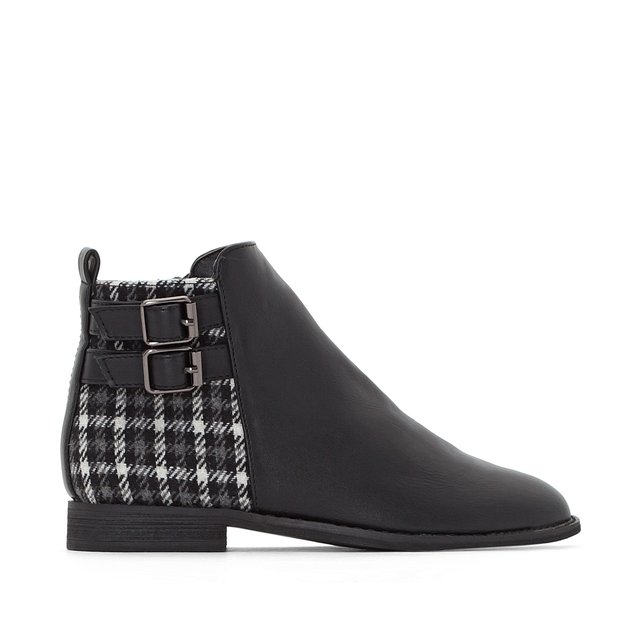 Checked Detail Riding Boots