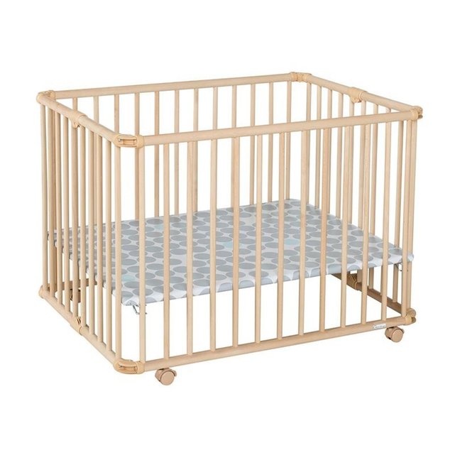 Parc Lucilee Blanc Grand Modele Naturel Pois Gris Bois Naturel Geuther La Redoute