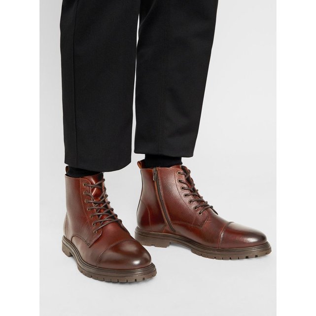 Bottes en cuir fermeture éclair sur le côté Bianco | La Redoute