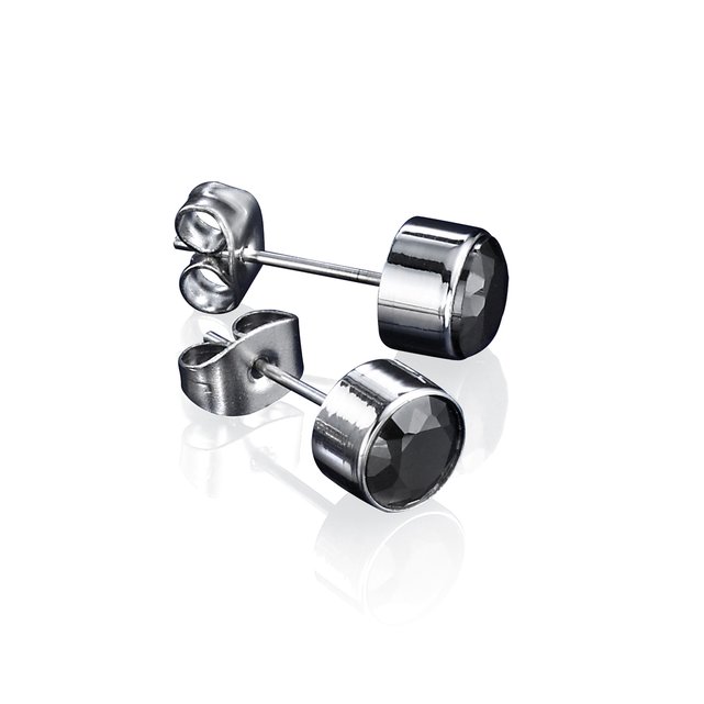 Stainless steel black diamond sale earrings
