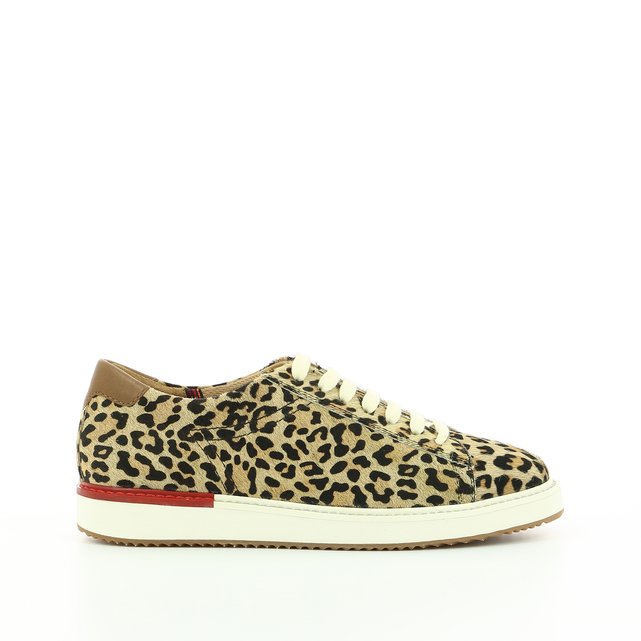 Leapord print leather trainers 