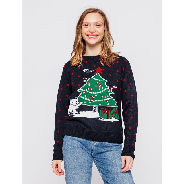 Pull de noël bleu marine Bizzbee | La Redoute