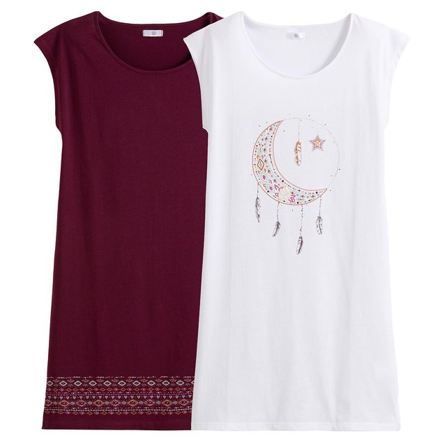 Lote de 2 camisas de dormir, em puro algodão  LA REDOUTE COLLECTIONS image 0