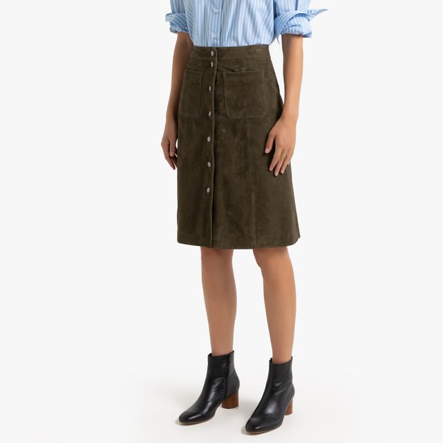 short brown suede skirt