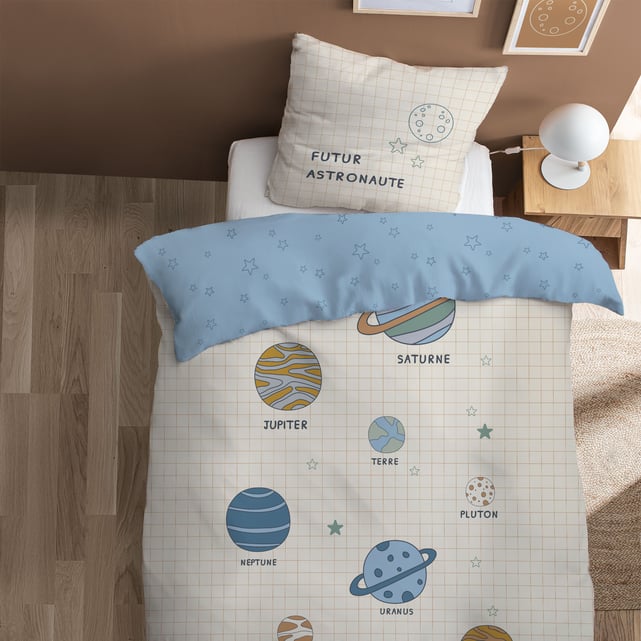 MATT & ROSE Parure De Lit Enfant Petit Lapin 100% Coton - Housse 140x200cm + Taie 63x63cm Oeko-TEX