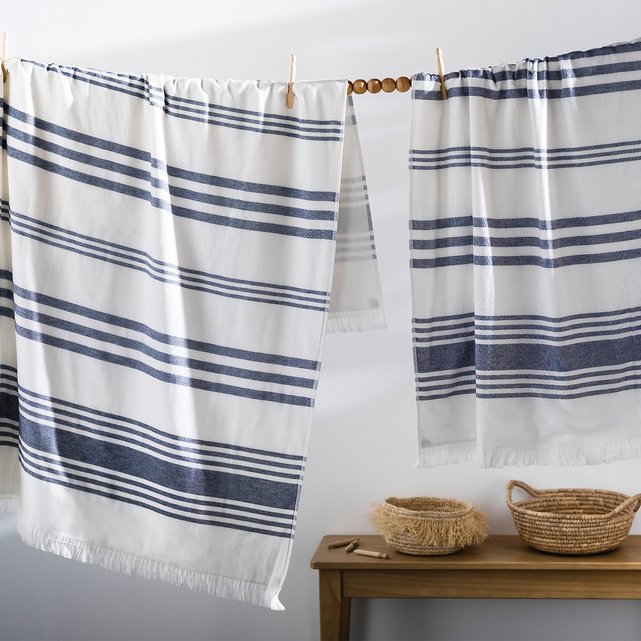 Fouta Karabuk Blanc Navy La Redoute Interieurs La Redoute