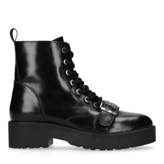 Bottines motardes avec SACHA lacets verni cuir en TqxBd4