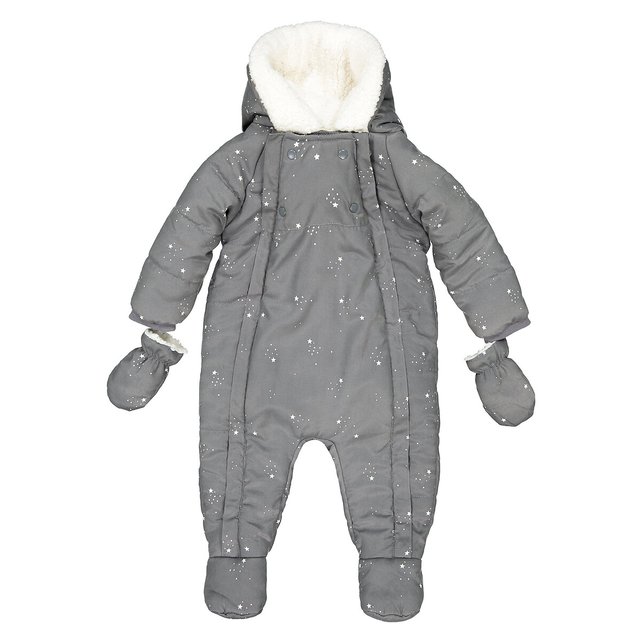 Star Print Hooded Snowsuit 1 Month 2 Years Grey Print La Redoute Collections La Redoute