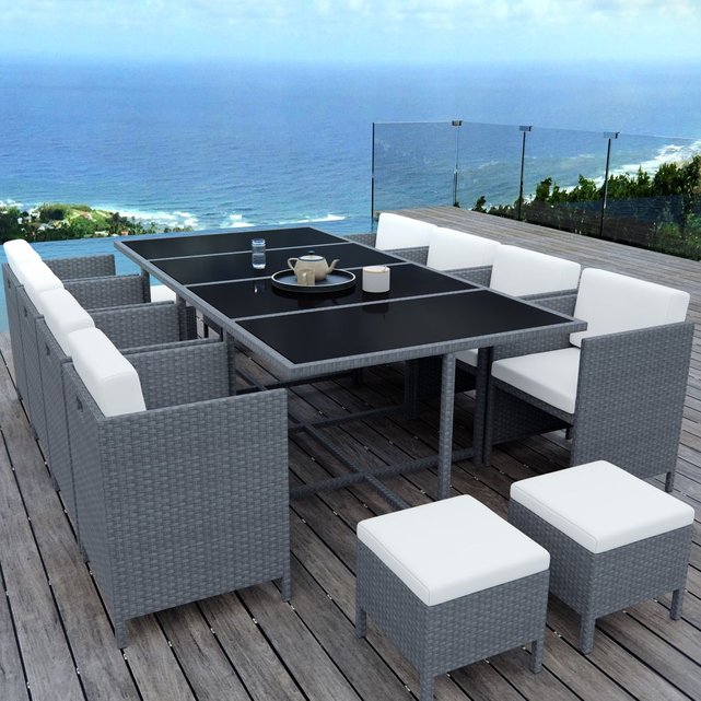 Table De Jardin Encastrable 12 Places Resine Tressee Munga 12