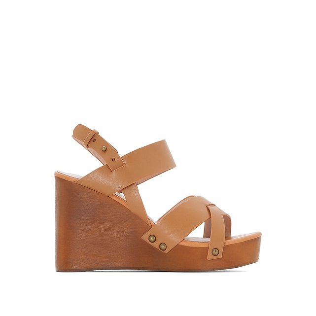 sandali con zeppa legno