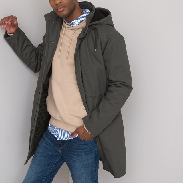 KASADUN Mens Lightweight Cotton Lined Parka Jacket Long Windbreaker Warm Spring Coat 