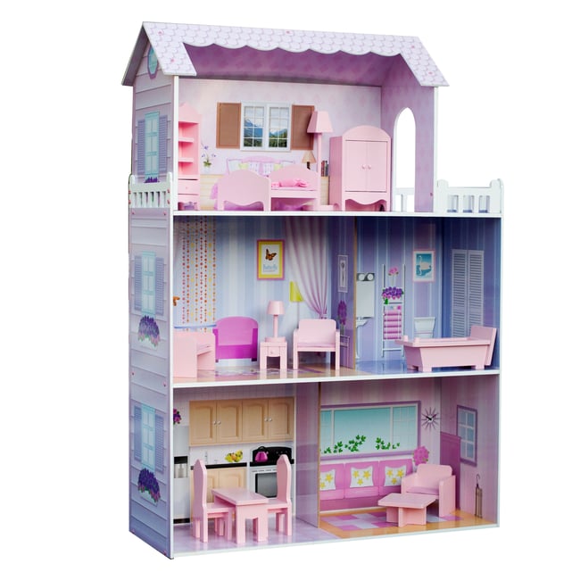 Maison de poupée en bois enfant 3 étages avec 17 accessoires - N/A - Enfant - 135.99 Maison de poupée en bois enfant 3 étages avec 17 accessoires - N/A - Enfant - 135.99