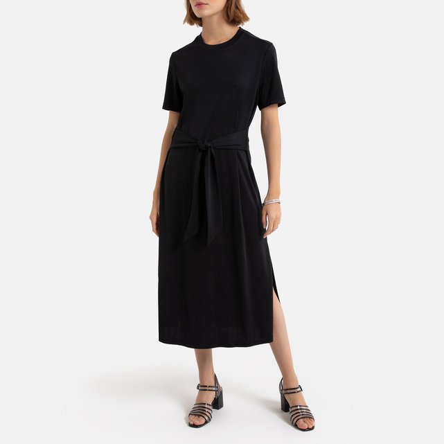 Robe Manches Courtes En Maille Noir La Redoute Collections La Redoute