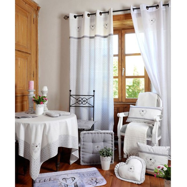 Un panneau de rideau à oeillets manoir ecru et gris Storex | La Redoute Un panneau de rideau à oeillets manoir ecru et gris Storex | La Redoute