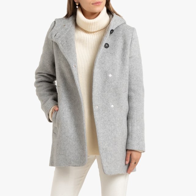 grey hooded coat