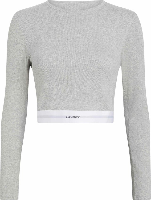 Modern rib crop top in cotton with long sleeves grey Calvin Klein Underwear La Redoute