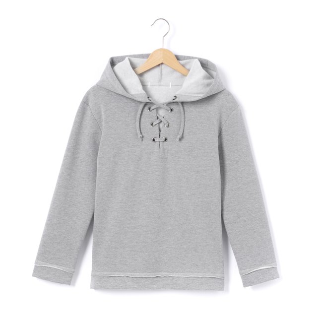 Hoodie with Lace-Up Detail, 10-16 Years Hoodie with Lace-Up Detail, 10-16 Years