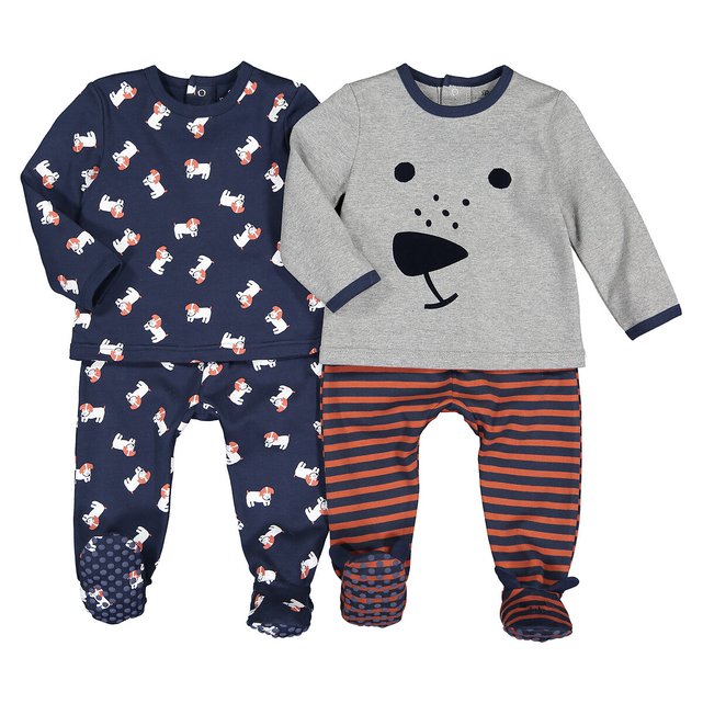 Lote de 2 pijamas de 2 peças, em algodão, 1 mês-4 anos  LA REDOUTE COLLECTIONS image 0
