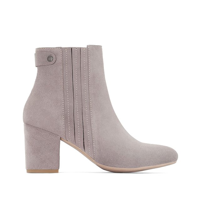 Boots croûte de cuir pied large 38-45 gris Castaluna | La ...