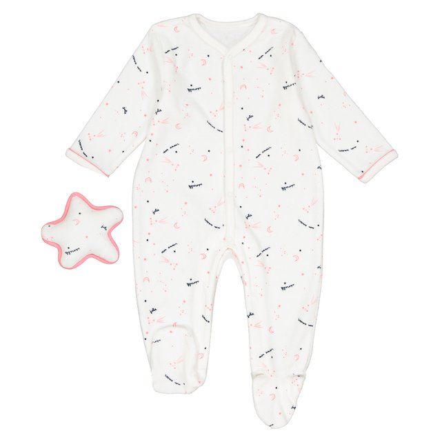 French Slogan Star Print Newborn Sleepsuit Comforter Set Prem 2