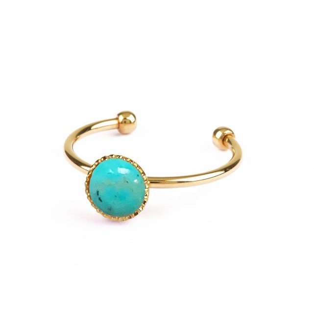 Bague Ajustable Doree A L Or Fin 24k Avec Une Pierre Naturelle Turquoise Athena Bleu Turquoise Nilai La Redoute