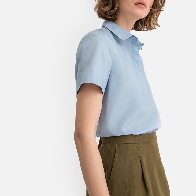 Camicia Maniche Corte Azzurro La Redoute Collections La Redoute