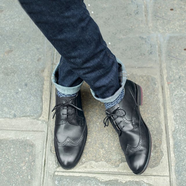 Chaussures homme cuir gris argent