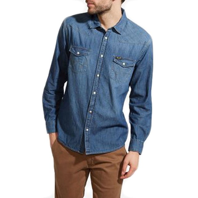 Chemise en jeans bleu Wrangler | La Redoute Veste western wrangler bleu delave bleu Wrangler | La Redoute