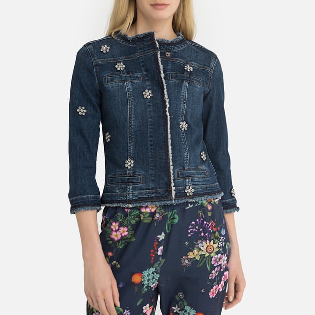 Veste Courte En Jean Femme Avec Strass - Style Décontracté Et élégant