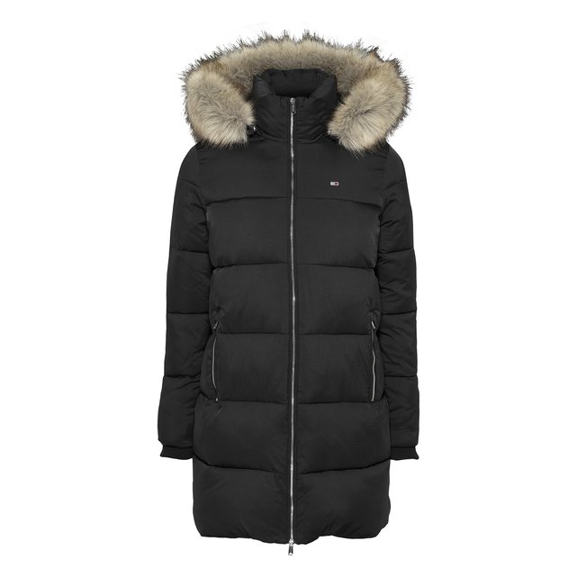 tommy jeans faux fur hood puffer coat