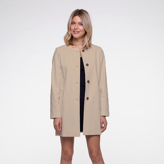 Manteau sans col en coton souple Trench And Coat | La Redoute Manteau sans col | La Redoute
