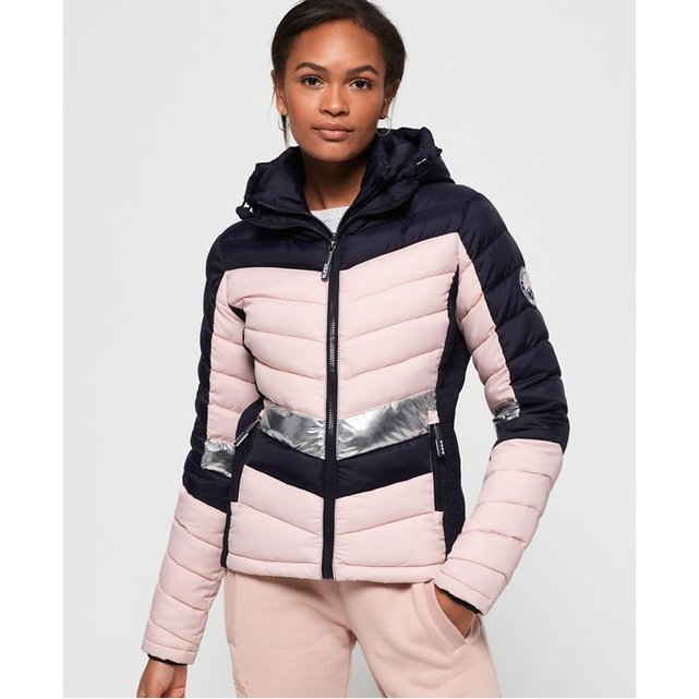 Veste offshore chevron fuji bleu marine mix Superdry | La Doudoune chevron metalise